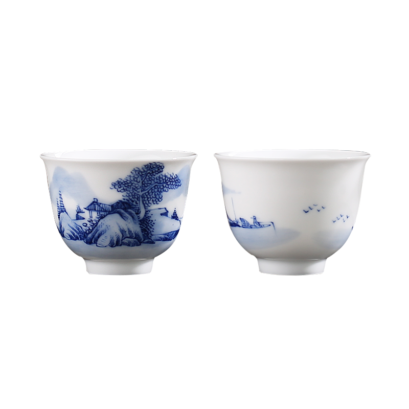 Jingdezhen up the fire which teacups hand - made porcelain ceramic kungfu single landscape household masters cup sample tea cup