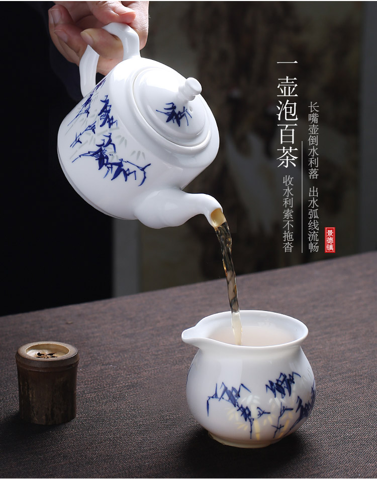 Jingdezhen up fire ceramic teapot single pot which is blue and white and exquisite hand - made kung fu tea set home make tea