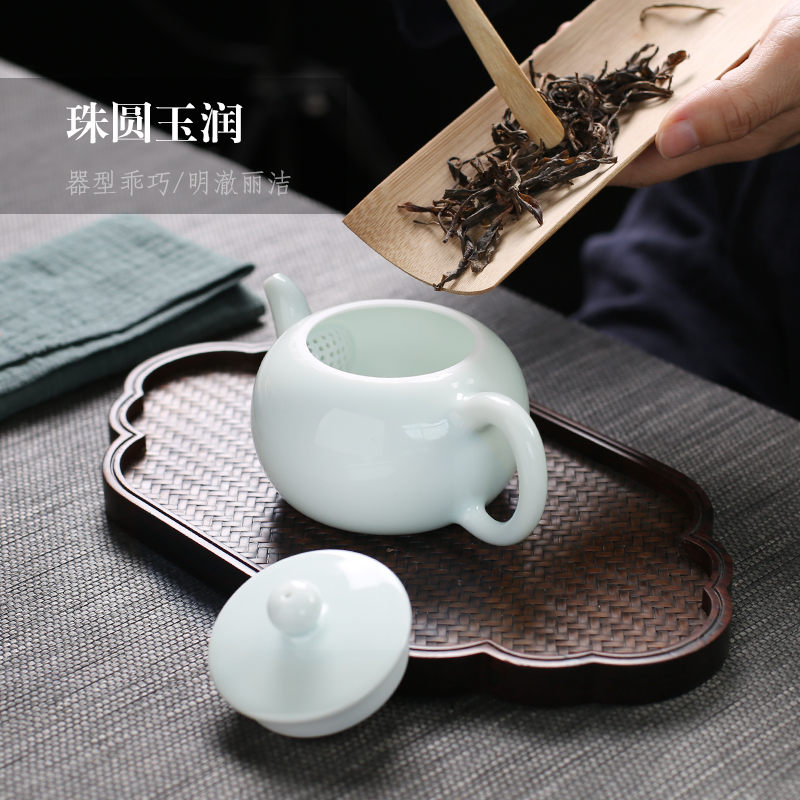 Jingdezhen up the fire which manual celadon kung fu tea tea set ceramic ball hole, single pot small household make tea