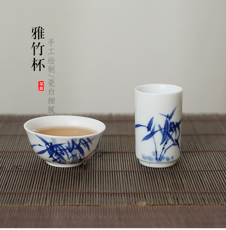 Jingdezhen small hand - made ceramic cups them master cup fragrance - smelling cup 2 sets of household water a single tea cup