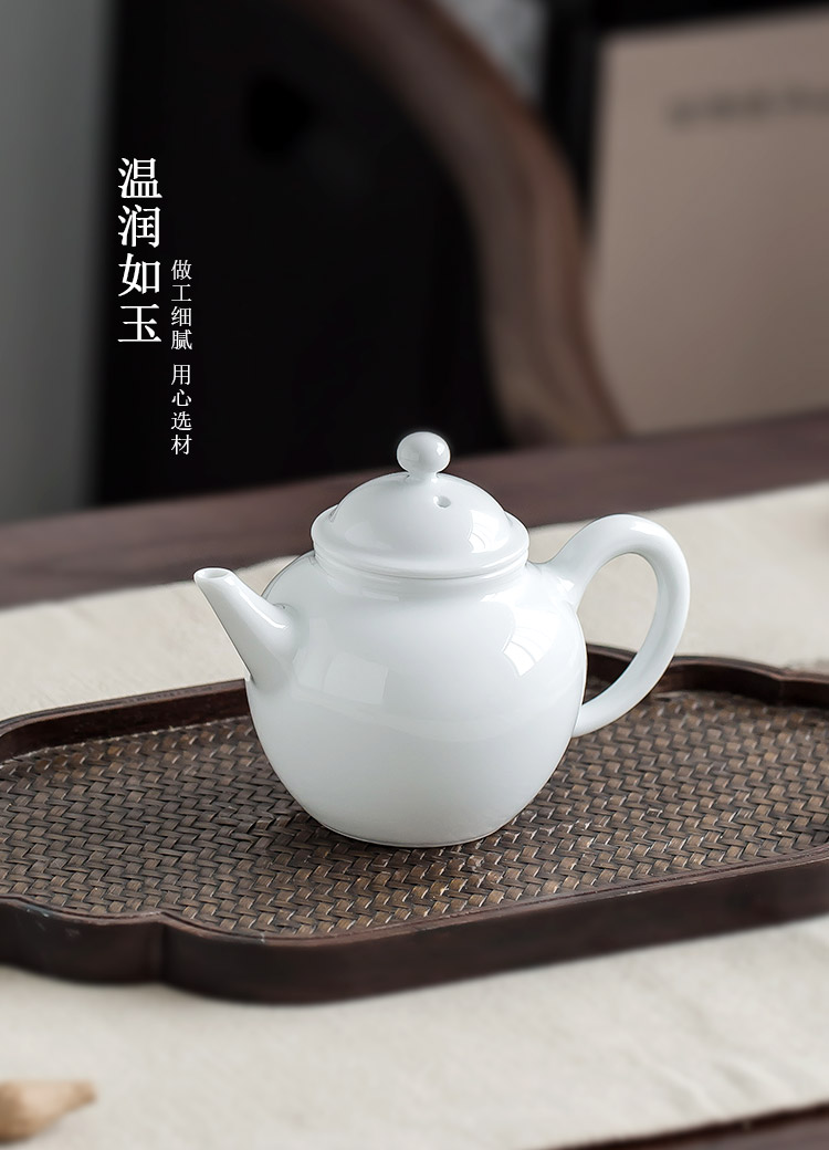 Jingdezhen up the fire which white porcelain teapot teacup with small capacity kungfu single pot of ceramic household contracted tea