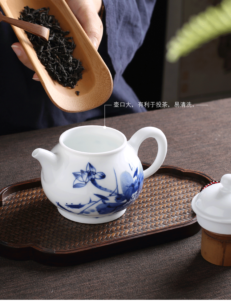 Jingdezhen up the fire which ceramic teapot filtering hand - made kung fu tea set of blue and white porcelain tea, small single pot