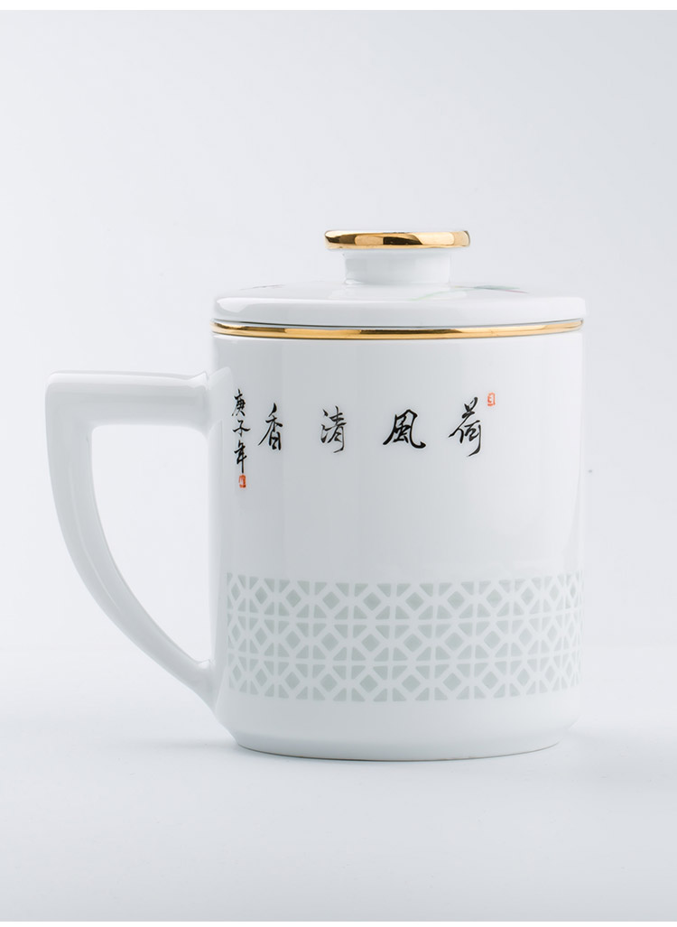 Jingdezhen up the fire which hand - made home office cup with cover and exquisite ceramic tea cups filter mugs