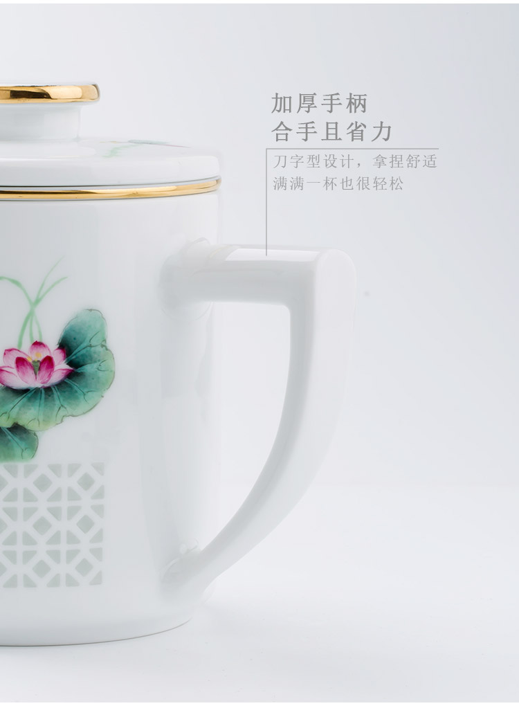 Jingdezhen up the fire which hand - made home office cup with cover and exquisite ceramic tea cups filter mugs