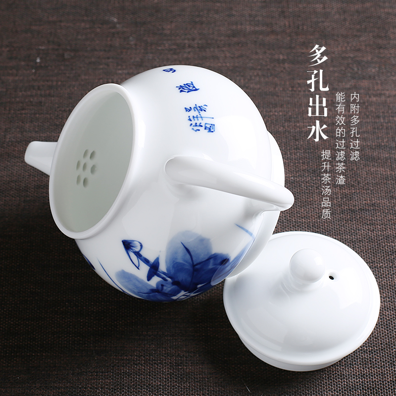 Jingdezhen up the fire which ceramic teapot filtering hand - made kung fu tea set of blue and white porcelain tea, small single pot