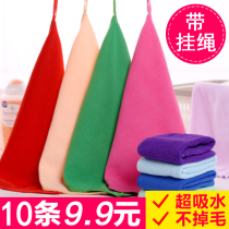 Kitchen cleaning ragcloth square towels nano ultra-fine fibre Kindergarten with hook hanging rub hand small towel 30x30