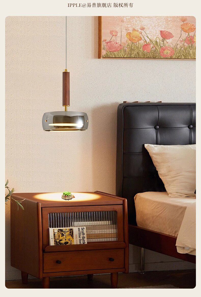 Ресторан люстра 胡桃木餐厅灯吊灯新中式简约家用餐桌玻璃吧台茶室灯三头意式灯具 Other home