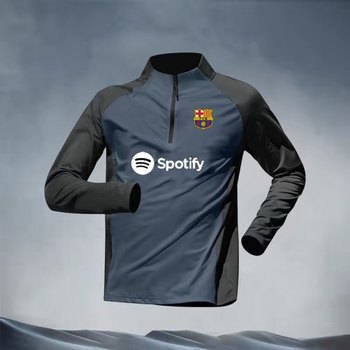 2324 barcelona training suit men's autumn and winter quick-drying sports half-zip dembélé's same football suit custom-made long sleeves