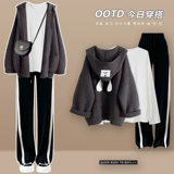 Осенний трикотажный комплект, пуховик, подходит для подростков, в западном стиле, изысканный стиль, 3 предмета