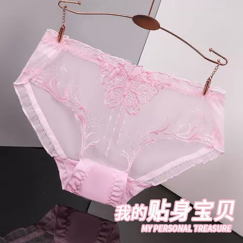 Нижнее белье, сексуальные кружевные летние тонкие штаны, популярно в интернете, с вышивкой