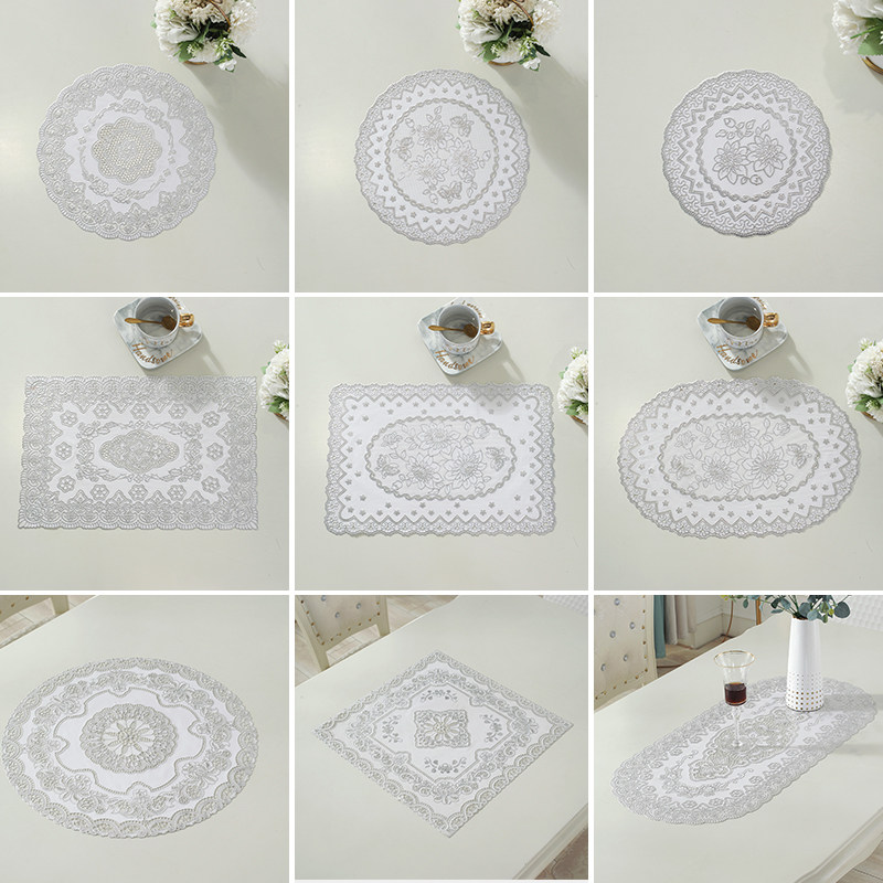 White Silver Cup Cushion Dining Cushion PVC Plastic Hotel Cups Cushion Vintage Trinkets Thermal Insulation tray cushion Cigarette Ash cushion