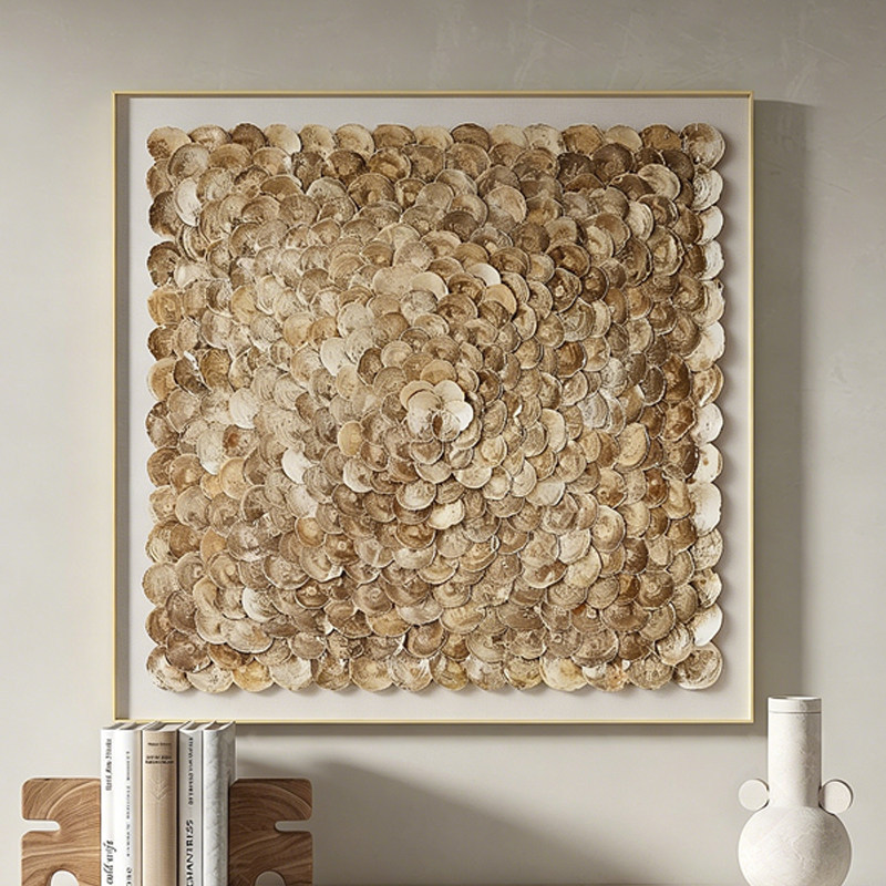 French-Style Light Luxury Shell-Decorated Wall Art for Living Room and Dining Room, Niche Art Wall Painting for Bedroom, Three-Dimensional Wall Art with a High-End Feel
