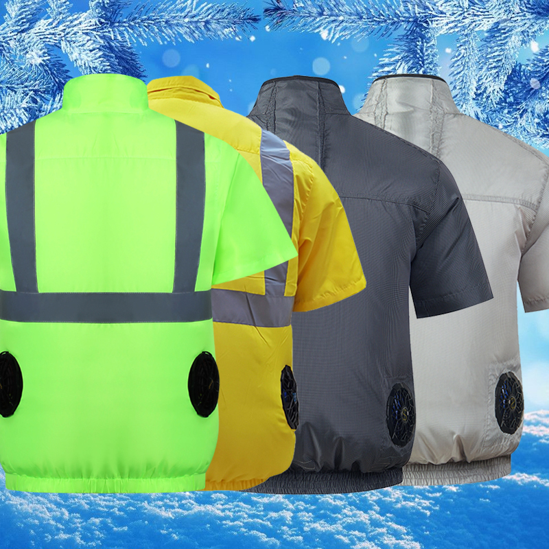 Cooling Clothing with Fan, Air-Conditioned Work Clothes for Men, Women's Construction Site Protective Clothing, Thin Worker Cooling Short-Sleeve Clothing for Women