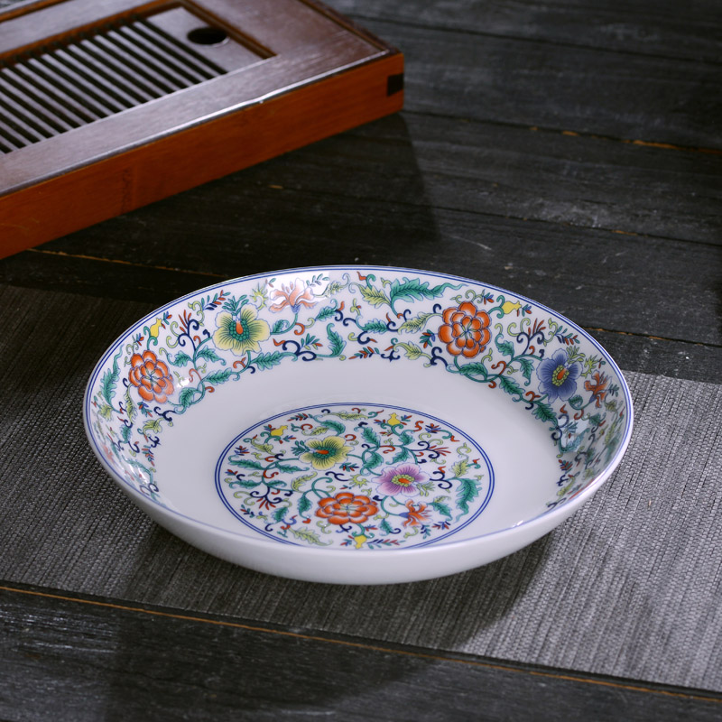 Jingdezhen ceramics deep shallow rice dish dish of Chinese style household dish plate plate antique ipads plate slag tableware fruit bowl