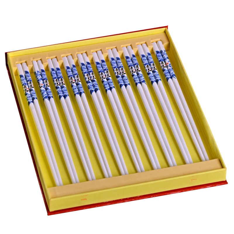 Chinese style household environmental European top - grade ceramic chopsticks tableware antiskid mouldproof 10 pairs of sets of jingdezhen chopsticks