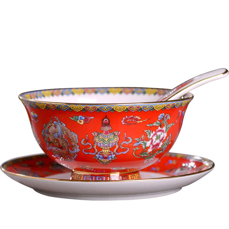 Chinese style household ipads porcelain of jingdezhen ceramics rice bowls set spoon plate small combination suit archaize sweet dishes