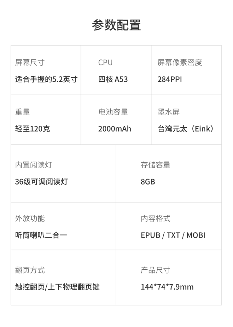 腾讯阅文 口袋阅经典款 5.2英寸 电纸书阅读器 8GB 图15
