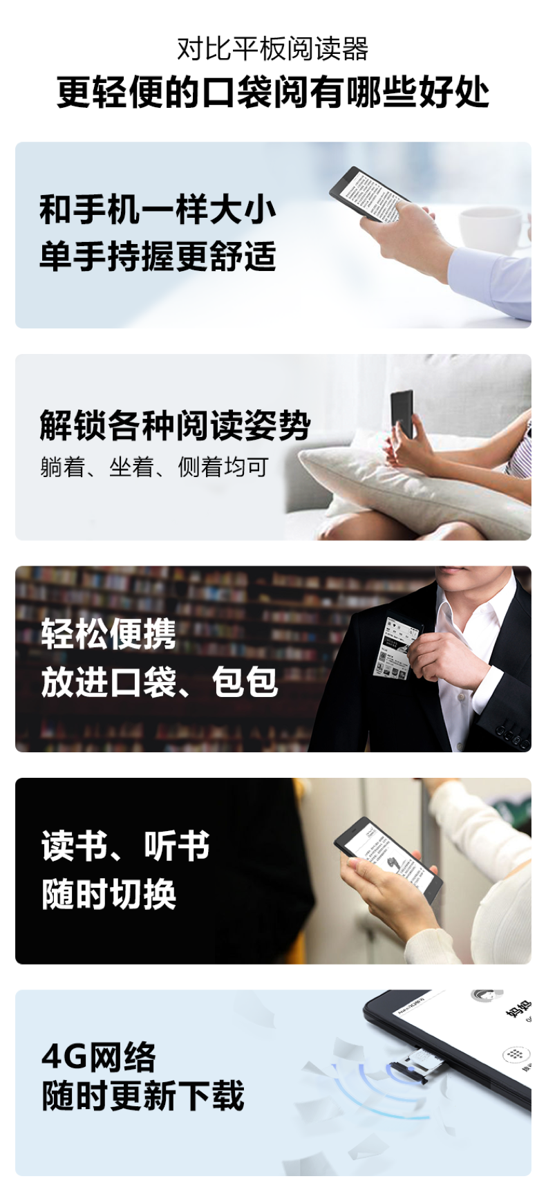腾讯阅文 口袋阅经典款 5.2英寸 电纸书阅读器 8GB 图2