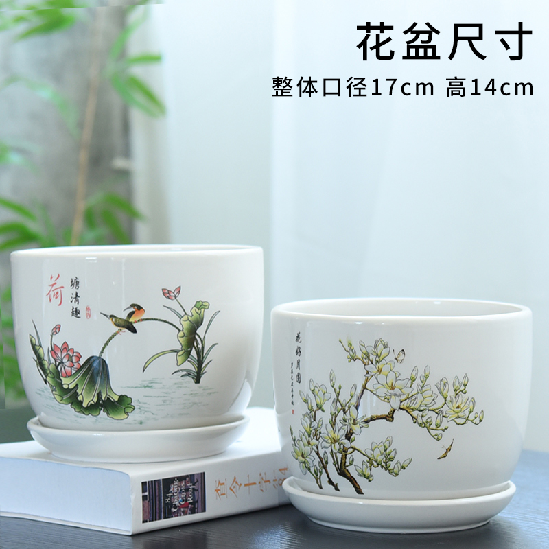 Flowerpot ceramic large extra large clearance tern with tray was home interior contracted fleshy green plant wholesale