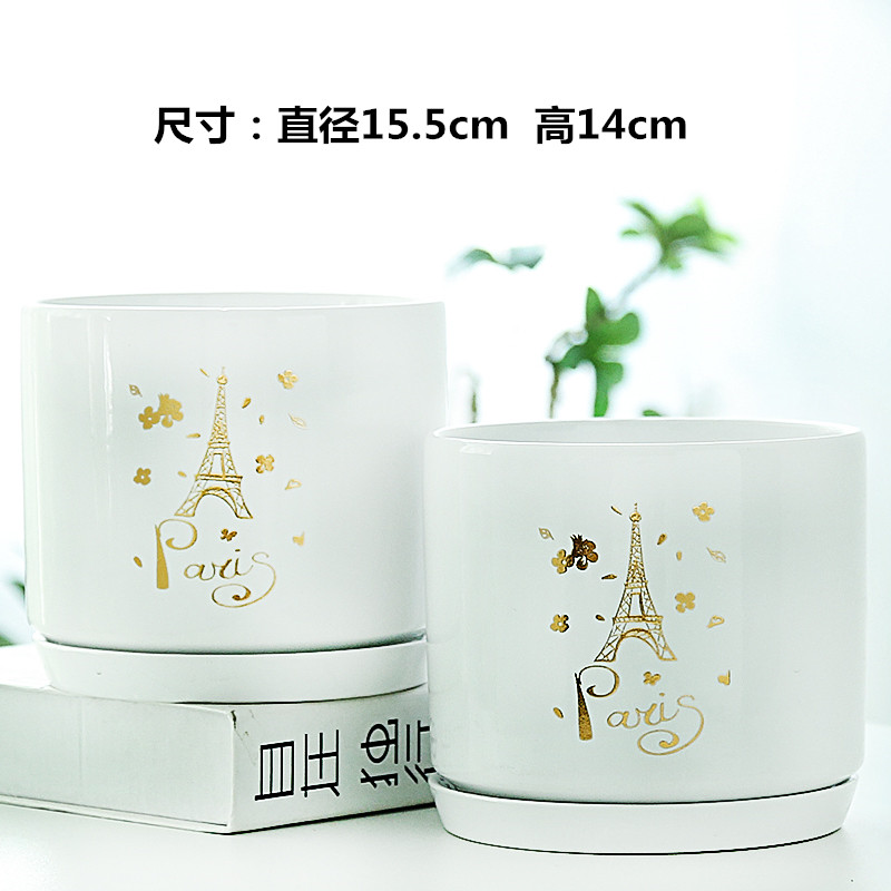 Flowerpot ceramics in northern wind large number contracted household money plant bracketplant fleshy white big tray specials