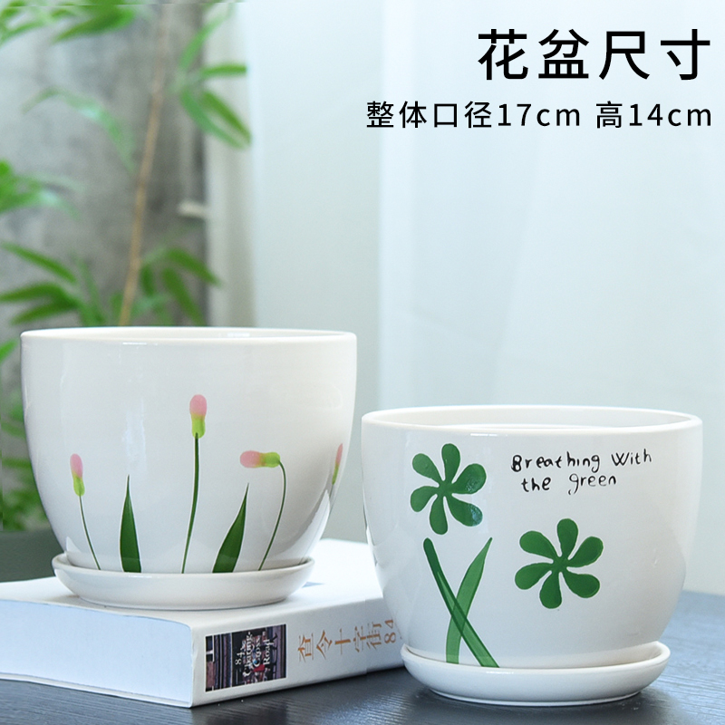 Flowerpot ceramic large extra large clearance tern with tray was home interior contracted fleshy green plant wholesale