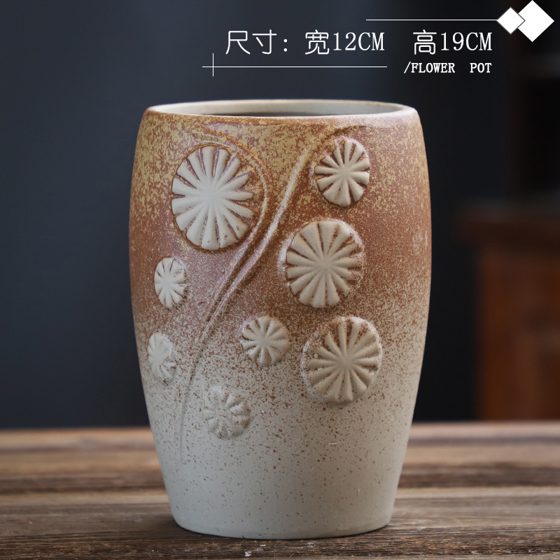 Old high ceramic flower pot basin mage flowerpot creative large indoor retro move coarse pottery meaty plant flower pot