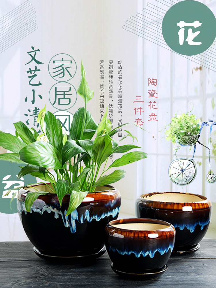 Apple flower pot ceramic clearance large money plant with large tray indoor creative bracketplant tray size flowerpot