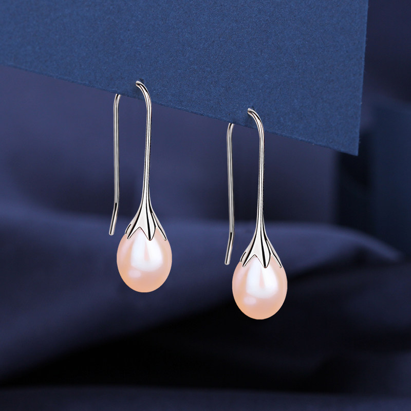 s925 Pure Silver Freshwater Real Pearl Earrings Personality Design Earrings 2022 New 100 Lapped Temperament Ear Ornaments