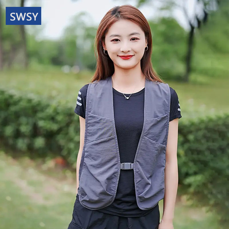 Swsy Work Vest for Men and Women, Summer 2025 New Style, Thin Photography Vest with Multiple Pockets, Outdoor Functional Style Vest
