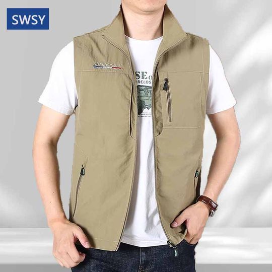 Swsy Quick-Drying Vest for Men, Spring and Autumn Thin Style, Fishing Vest, Men's Vest, New 2025 Popular Jacket