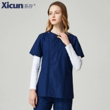 系存 Летний лонгслив с молнией, униформа врача для работы, короткий рукав, для салонов красоты