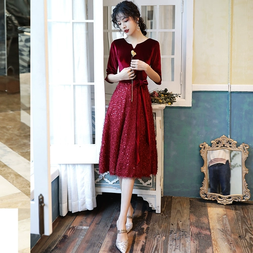 Бордовое вечернее платье, демисезонное свадебное платье, подходит для подростков