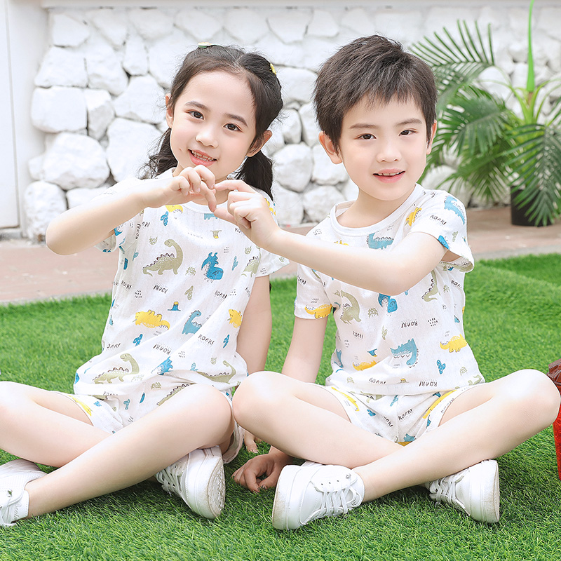 Children's pajamas cotton boys' home clothes girls' air-conditioning clothes summer children's short-sleeved suits thin children's summer clothes
