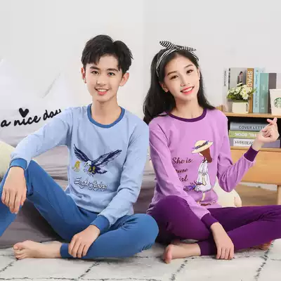 Youth autumn clothes sanitary pants cotton students cotton sweater for men and women middle children pajamas girl underwear set