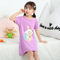 Girls  nightwear pure cotton summer thin childrens pajamas Medium and large childrens short-sleeved princess skirt Little girl home clothing