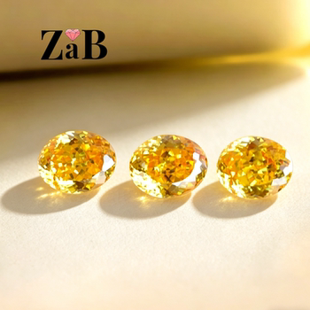 Golden high carbon diamond loose stone ring main stone colored gemstone loose diamond bright yellow bird's nest plus version high precision cut oval shape
