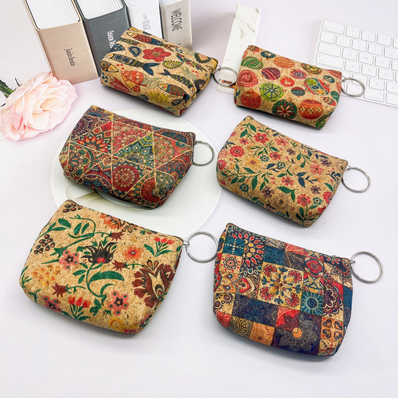 [Home Choice] Cork Wood Vintage Coin Purse Creative Key Holder Coin Wallet Pendant Small Bag New