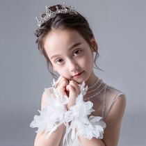 Girl Gown Princess Gloves Flowers Flowers Children Accessories Children Performance Halffinger Lace Super Fairy Wrist Floral Red white