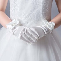 Children Wedding Dresses Gown Gloves Flowers Children Performance Etiquette Officiel Dance Girl Han Style Five Finger Gloves White Short