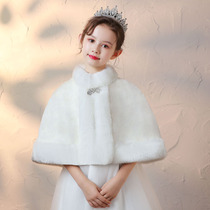 Childrens cape Cape Thickened Warm Autumn Winter Out Windproof Cloak Girl Princess Gown Gown in Korean version plush jacket