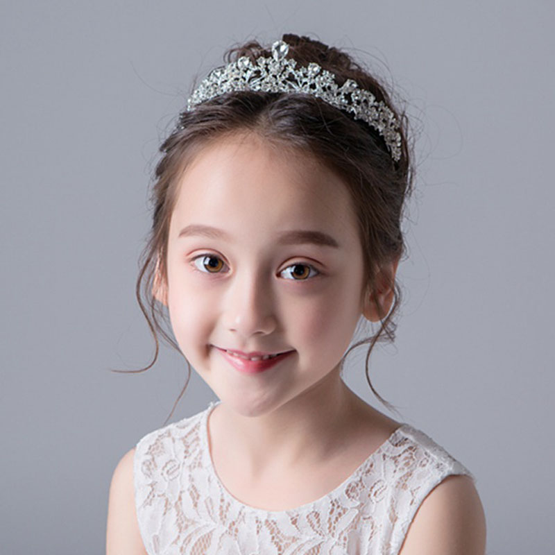 Crown Tiara Children's Princess Girls Crown Korean Crystal Headband Little Girl Birthday Children's Performance Jewelry