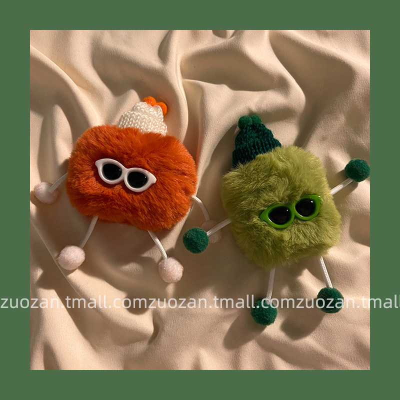 ins autumn winter plush sun glasses small people airpods protective sheath hairy wireless Bluetooth airpods2 Apple headphone set personality containing shell Airpodspro three generations