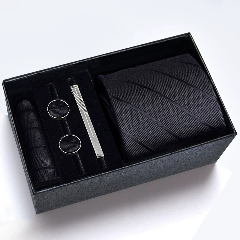 Gift box, classic suit jacket, black red tie