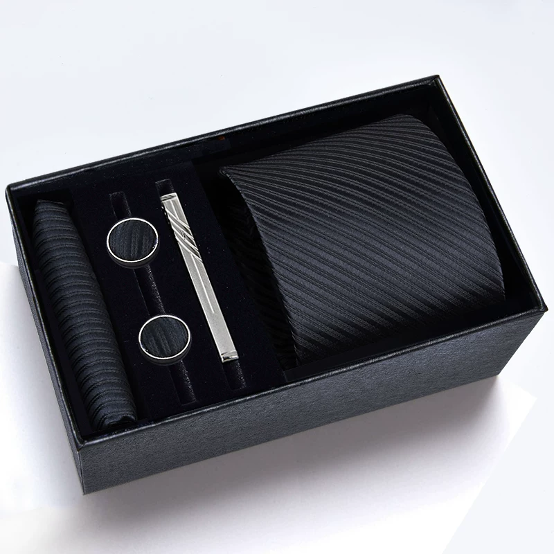 Gift box, classic suit jacket, black red tie