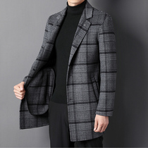 Ordos prolific autumn winter new wool double face Coat Jacket Men Middle-aged Business 100 Lap Casual Windwear