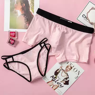 Couple underwear ins Hong Kong counter pure cotton cute sexy temptation hot underwear set cotton tide brand