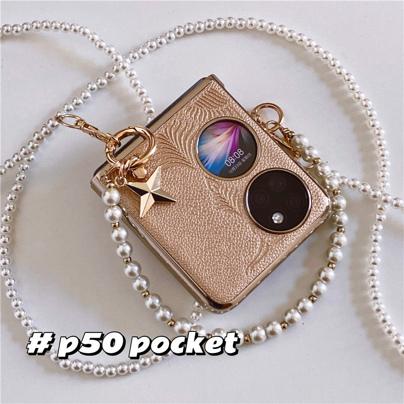 Apply the huawei p50 Pocket phone protective shell ins golden stars folding screen protective sleeves Protective Sheath Treasure Box Hand Tide Luxurious Women's Anti-Fall and Cross Hard