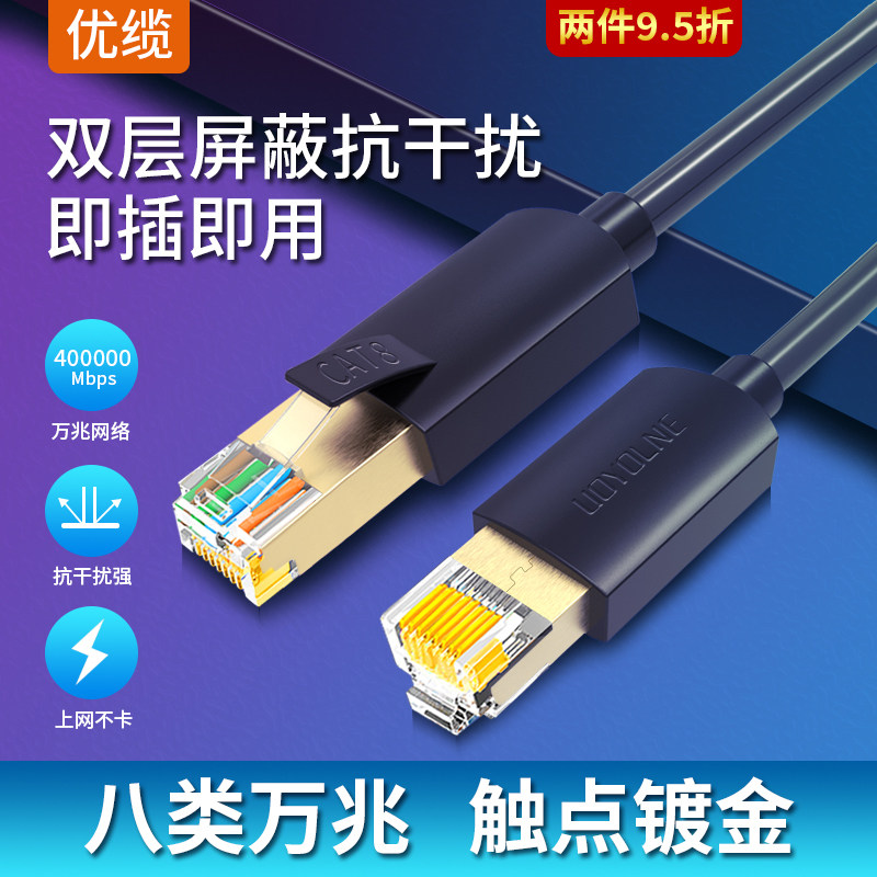 Ucable Eight Type Network Route Home Pure Oxygen-free Copper Double Screen Blind Fiber Optic Broadband Routers High Speed cat8 10,000 trillion Network Route