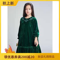 Autumn girls velvet dress big children autumn and winter long sleeve small skirt childrens clothing new foreign style princess dress