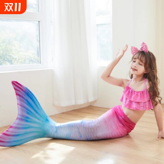 分体拍照儿童女孩宝宝比基尼服装海边游泳装美人鱼美人鱼尾巴泳衣